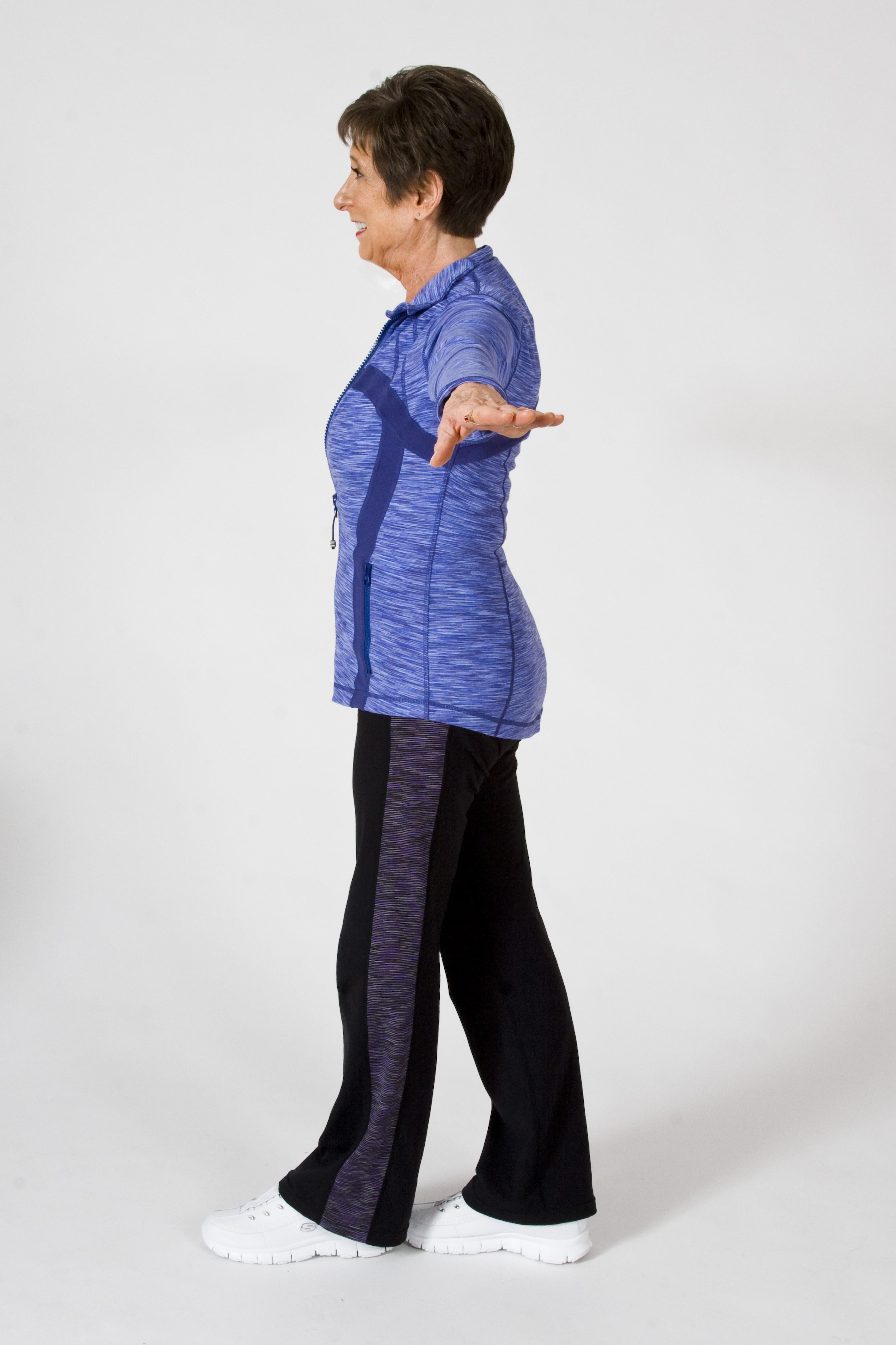 Sit and Be Fit TV host, Mary Ann Wilson RN, tandem walk 