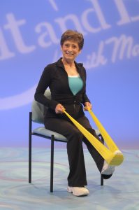 Band exercises are included in workouts with Sit and Be Fit's Mary Ann Wilson, RN